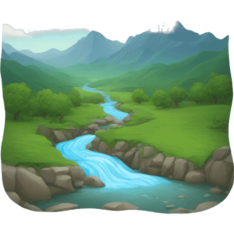 water stream and mountains emoji