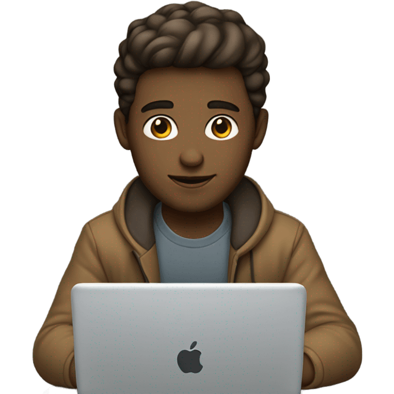 white-skinned male brown hair product designer sitting with macbook emoji