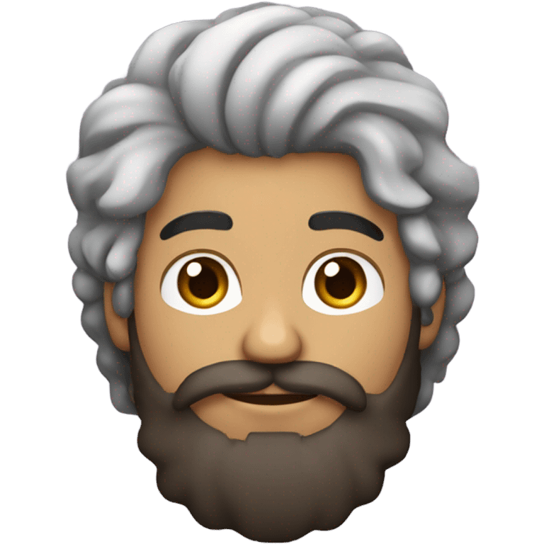 no glasses, Mexican school IT technician with apple laptop and with curly hair and mustache and beard 
 emoji