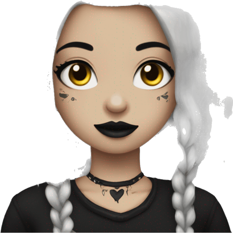 Trad goth girl, dressed in black, with piercings and tattoos emoji