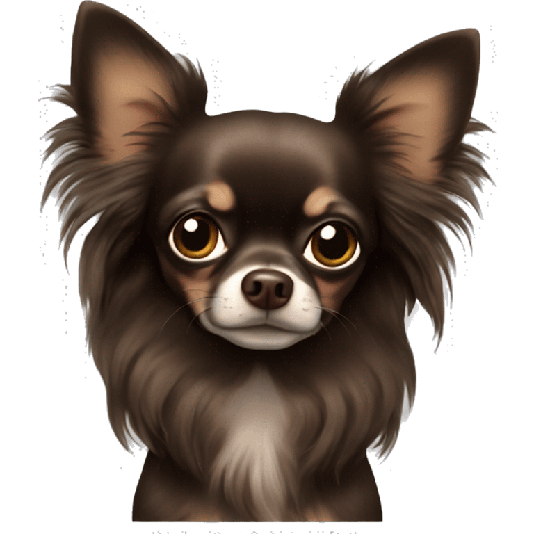 Whole darkbrown long hair chihuahua  emoji