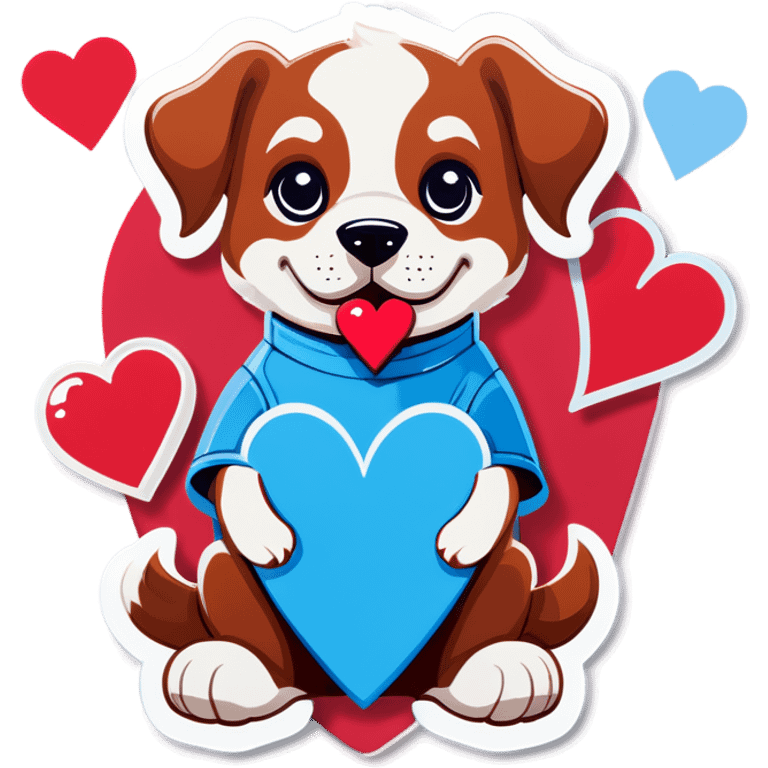 Puppy with heart shirt emoji