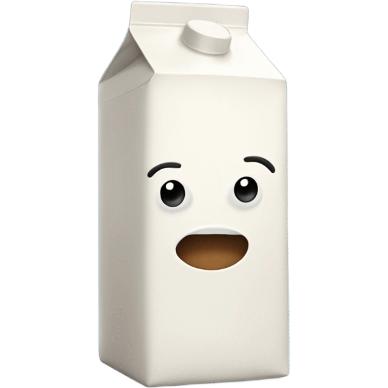 milk carton with arms, legs and a face emoji