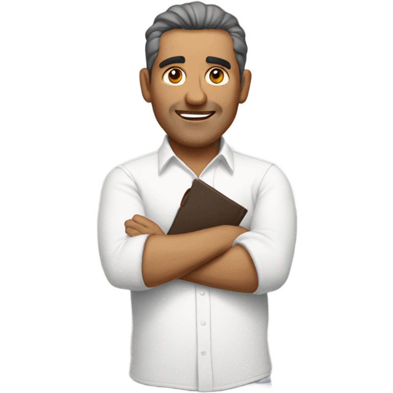 latin middle-aged man with white shirt emoji