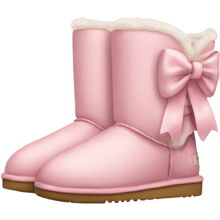 realistic light pink uggs with bow emoji