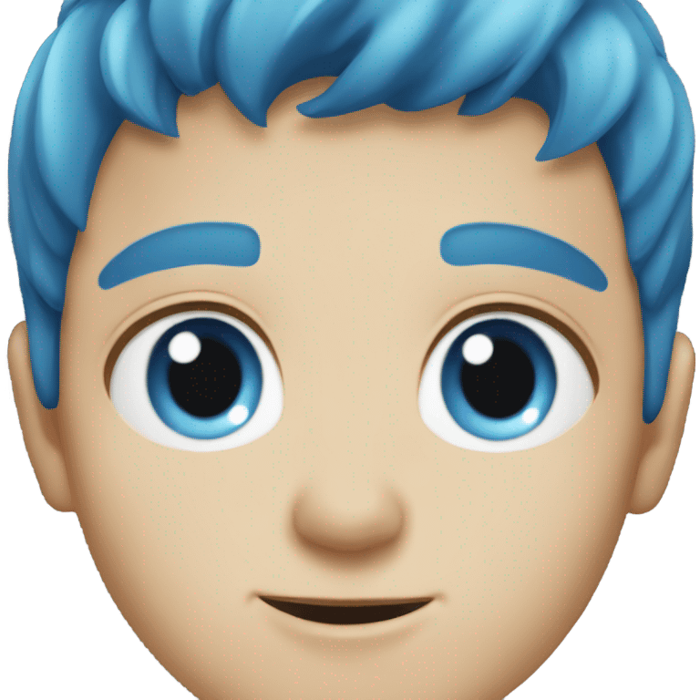 Young Caucasian boy with blue eyes and blue hair emoji