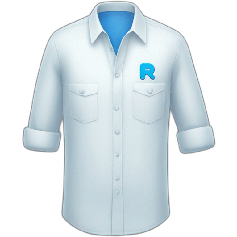 white shirt with blue letter r on breast pocket emoji