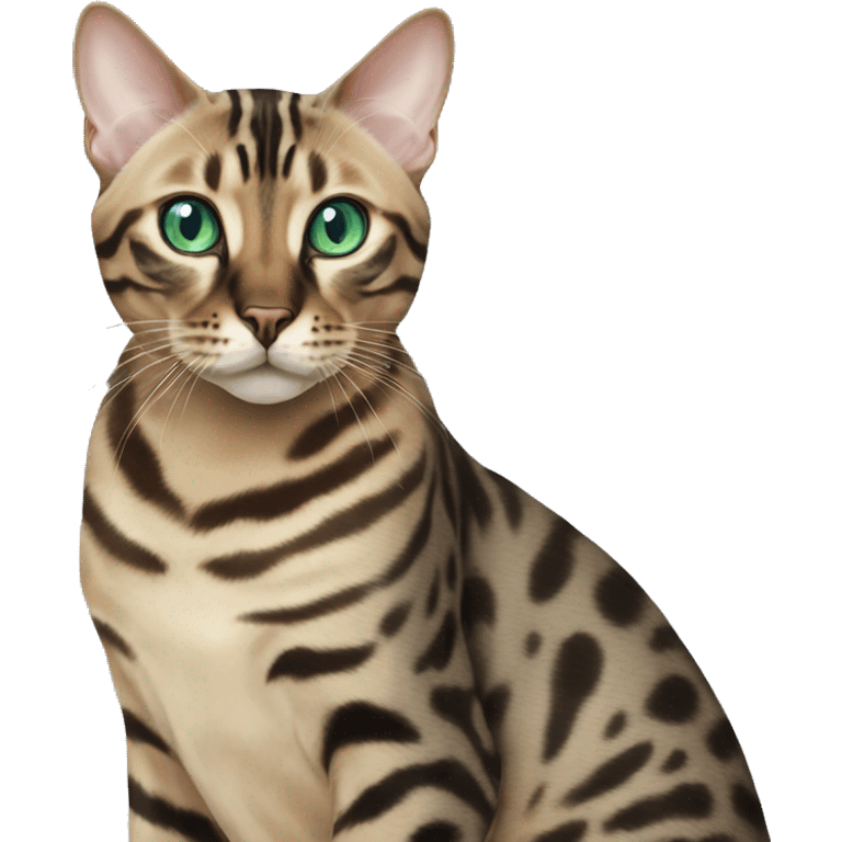 Seal Bengal cat with Blue eyes with a charcoal Sepia bengal cat with Green eyes sitting  emoji