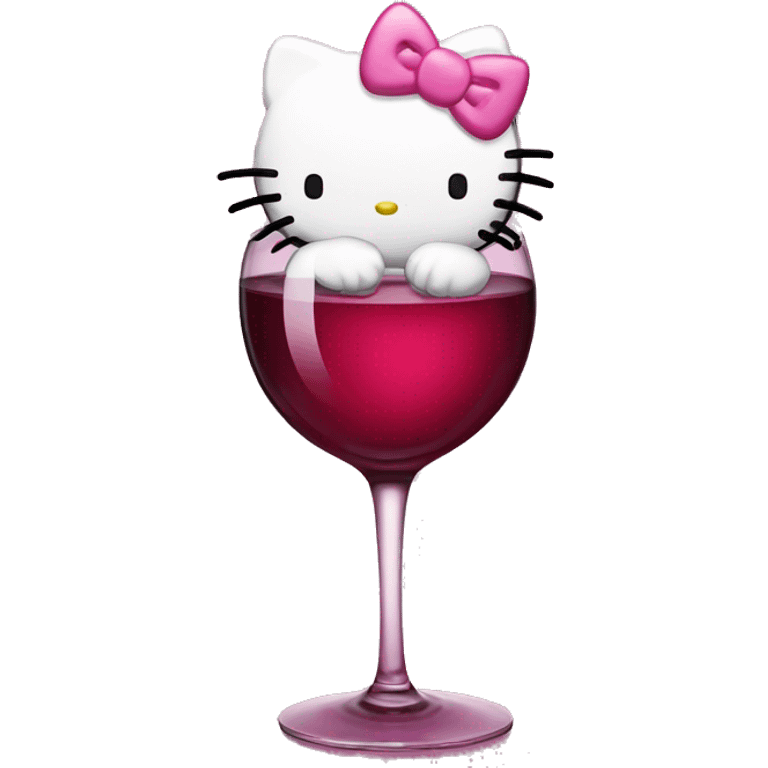 Hello kitty drinking wine emoji