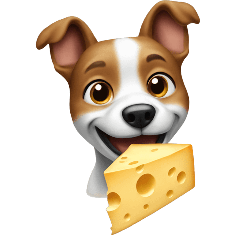 mischievous dog eating cheese emoji