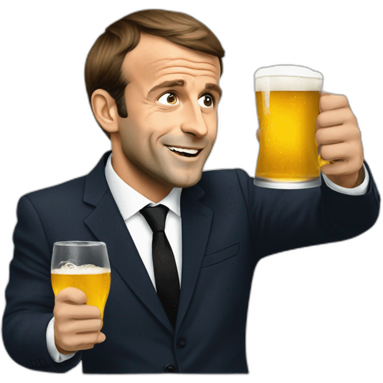 Emmanuel Macron drinking beer emoji