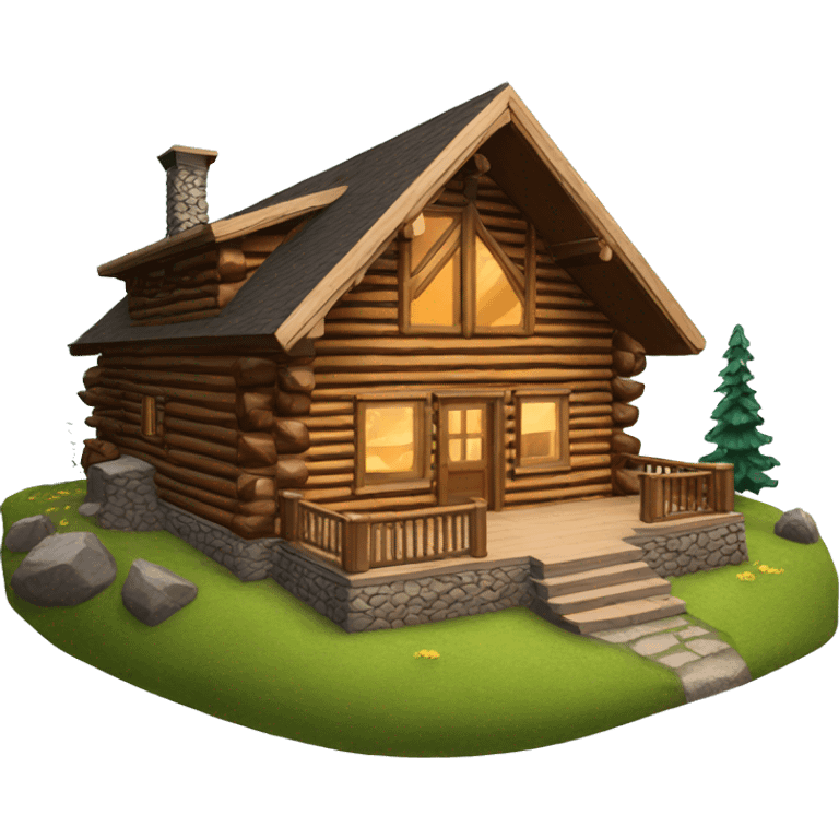 log home in the mountains emoji