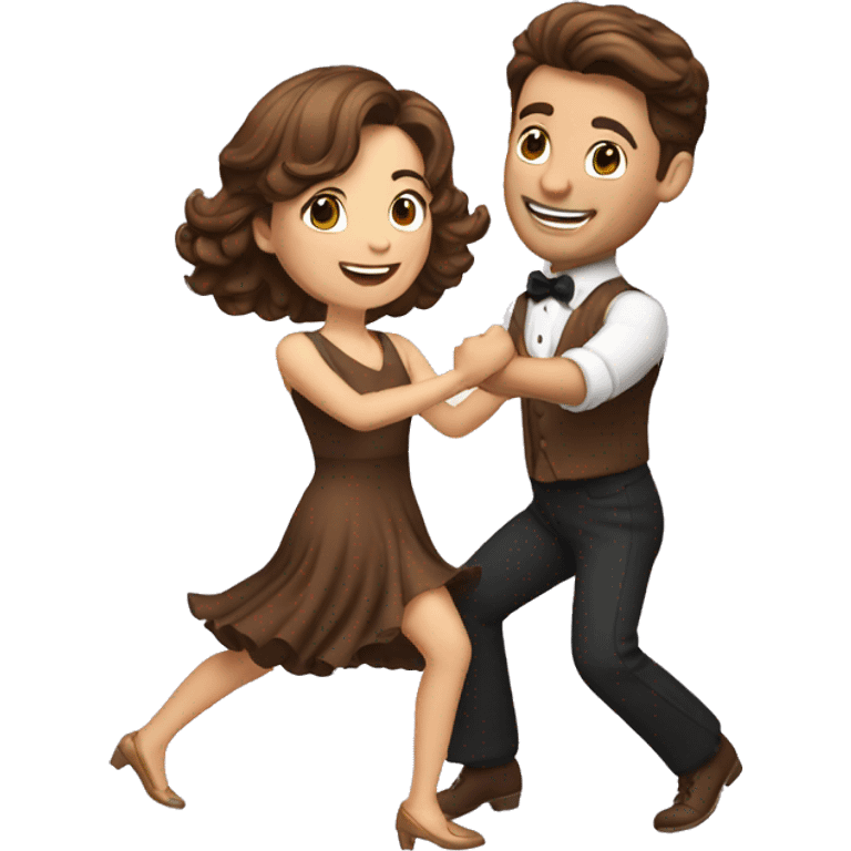 brown hair couple dancing jive emoji