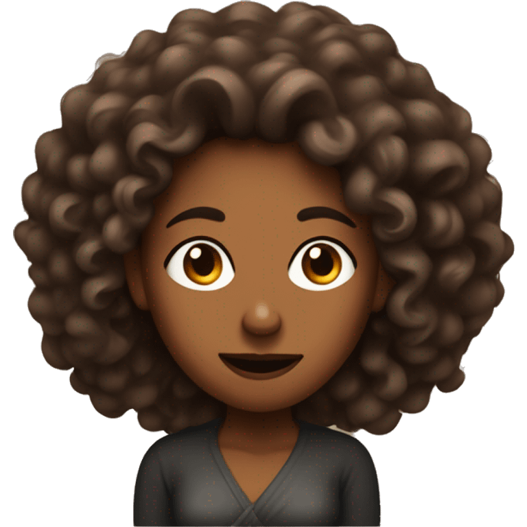 mad brown skin lady with long curly hair crossing her arms emoji