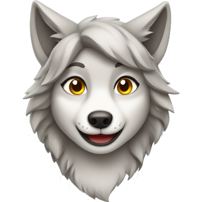 Happy female wolf emoji