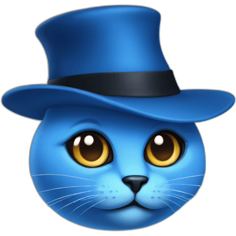 blue cat face with full black eyes and mashroom hat emoji