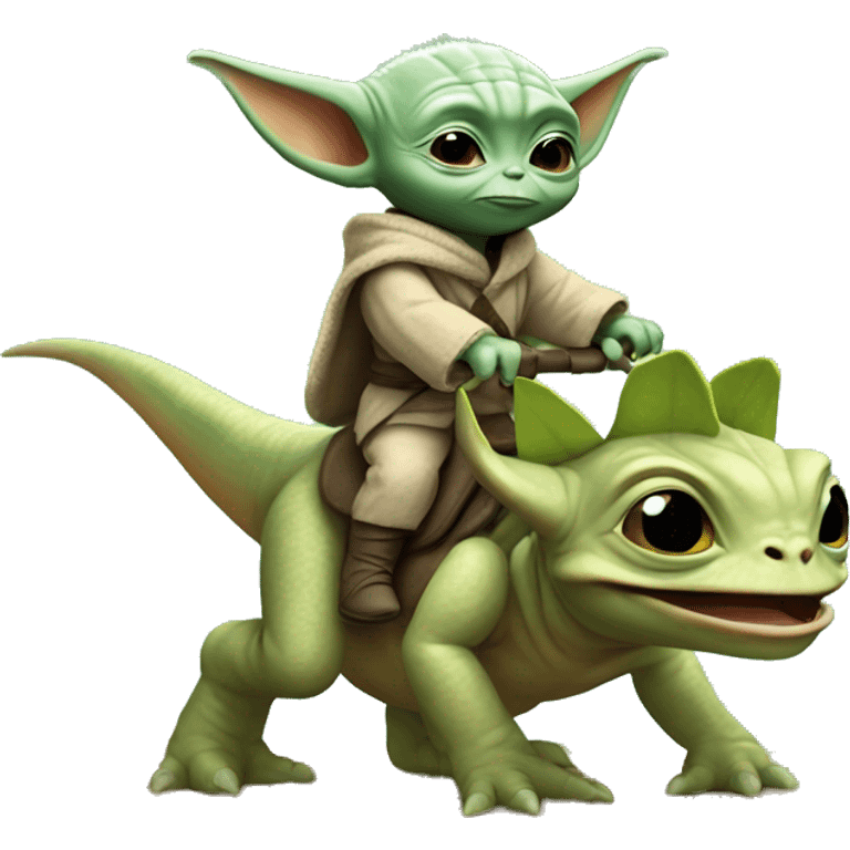 baby yoda riding a dinosaur emoji