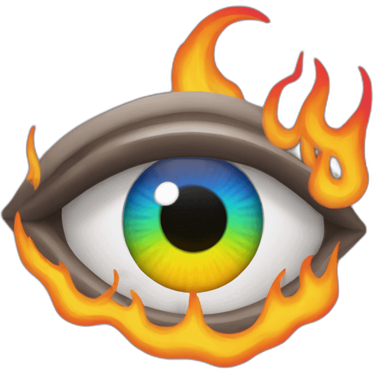 Main object Eye with Brow. Background rainbow flame emoji