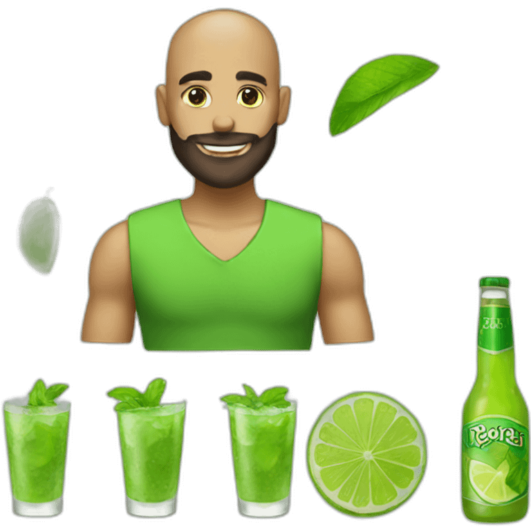 hair shaved boy with beard and with mojito emoji