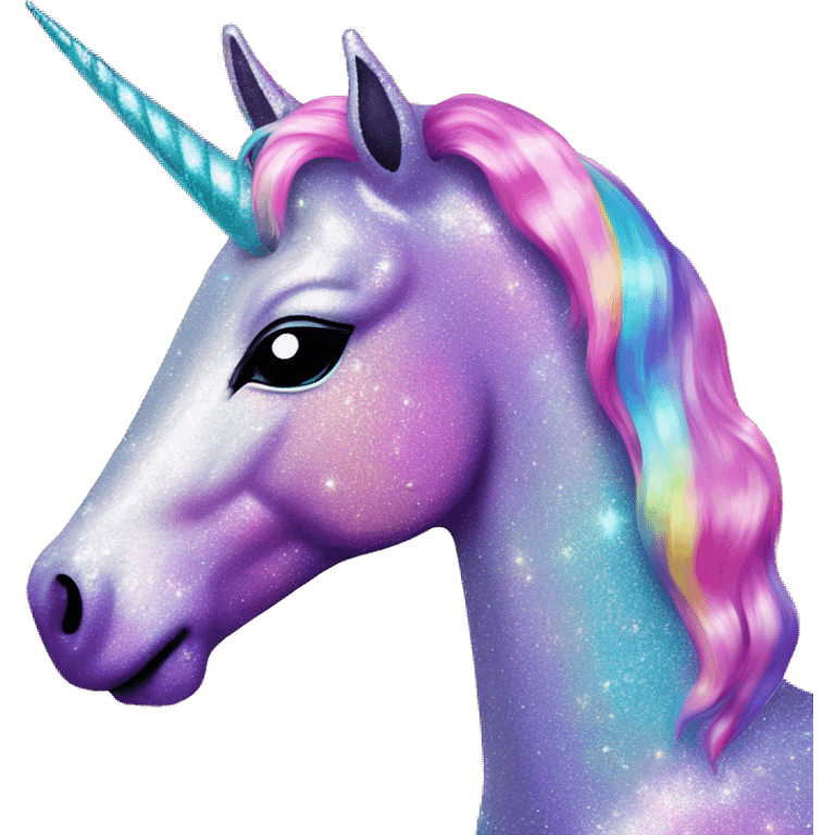 Glittery Lisa Frank unicorn  emoji