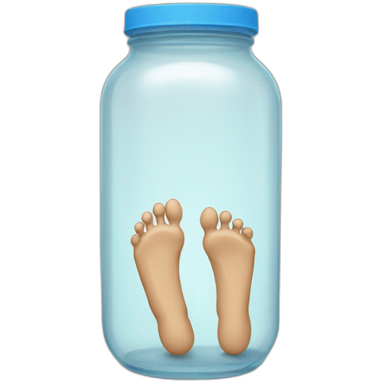 human legs standing on the floor with an ((empty transparent jar)) between them,outside,to the left and to the right,front view emoji