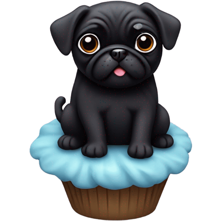 Black pug cupcake emoji