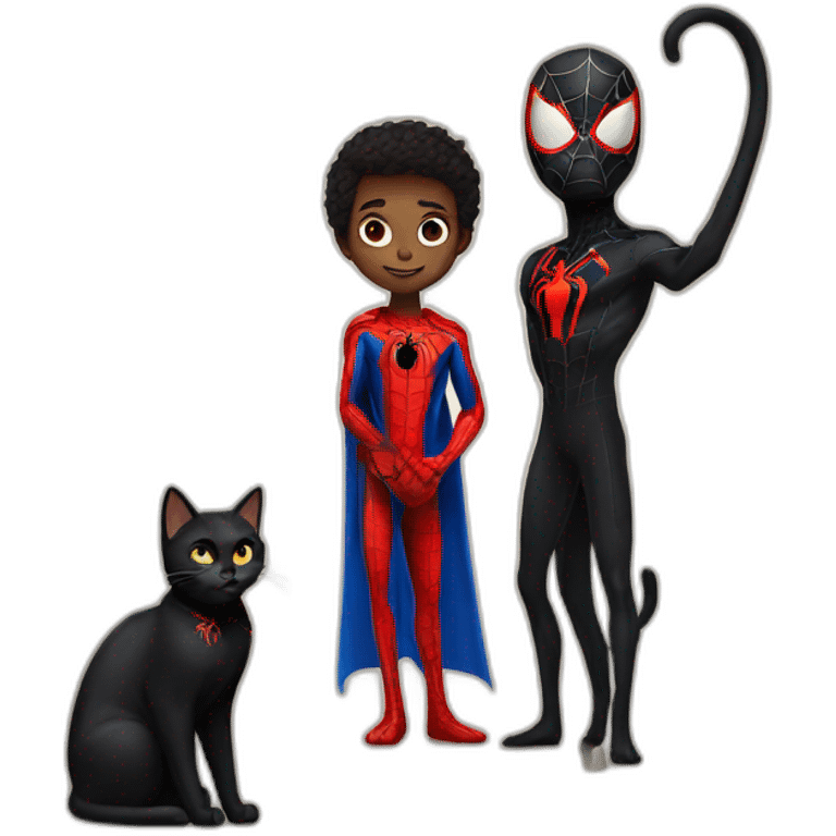 Black Cat with Spider-Man emoji