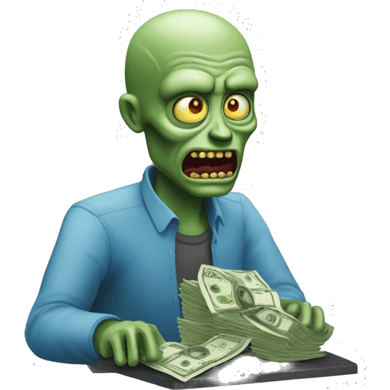 Un zombie contando dinero emoji