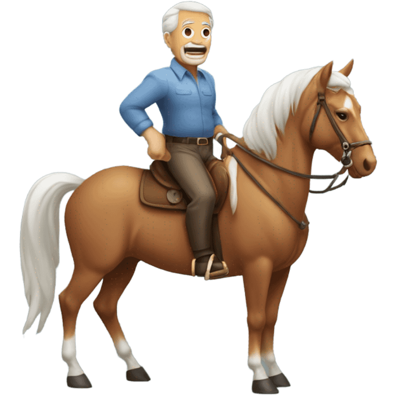 Old man with a six pack riding a horse  emoji