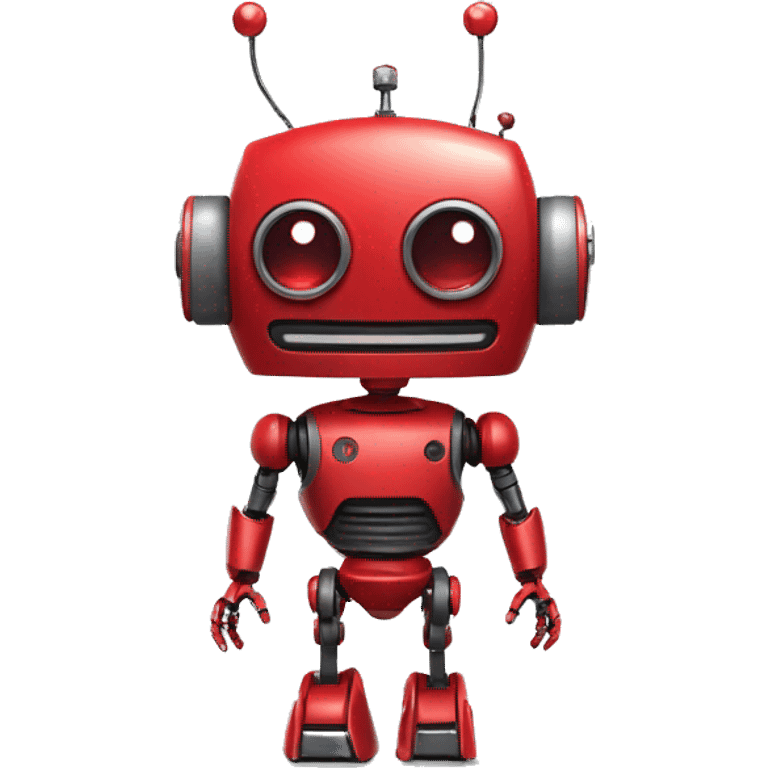 robot, red, 2 eyes, red antenna in the head from the right ear, one hand, small, simple emoji