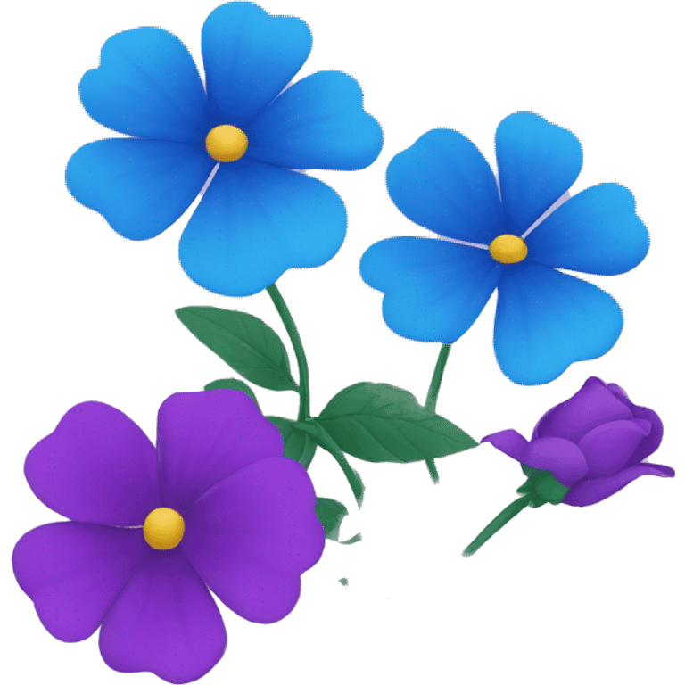 Tres flores rosa,morada,azul emoji