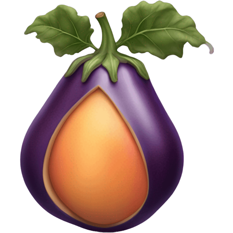 Eggplant inside open peach emoji