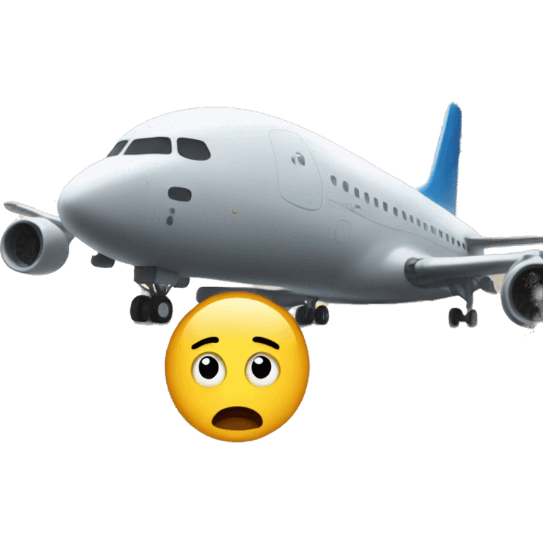 panic in front of a plane emoji