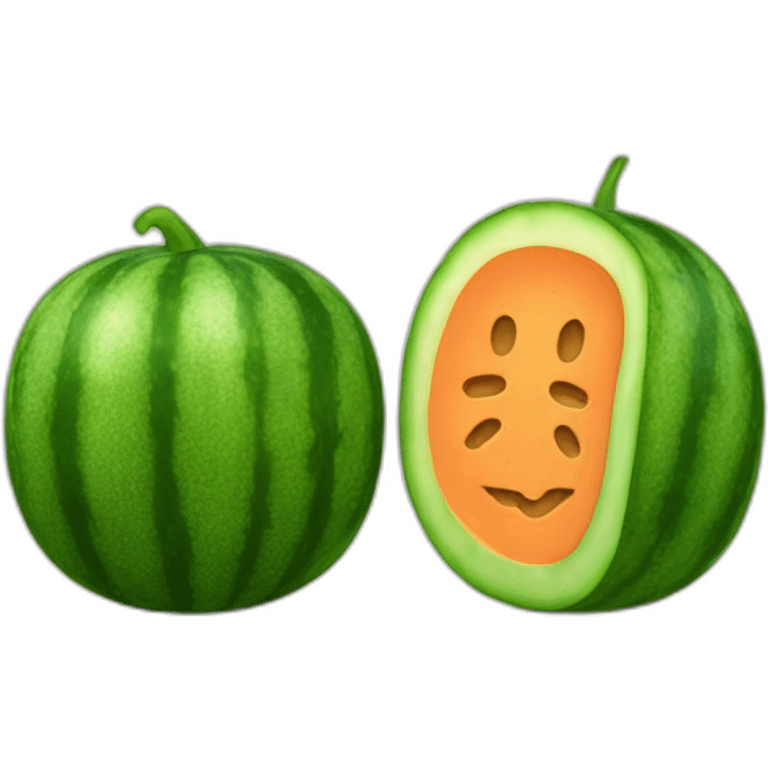 Cucumber between two melons emoji