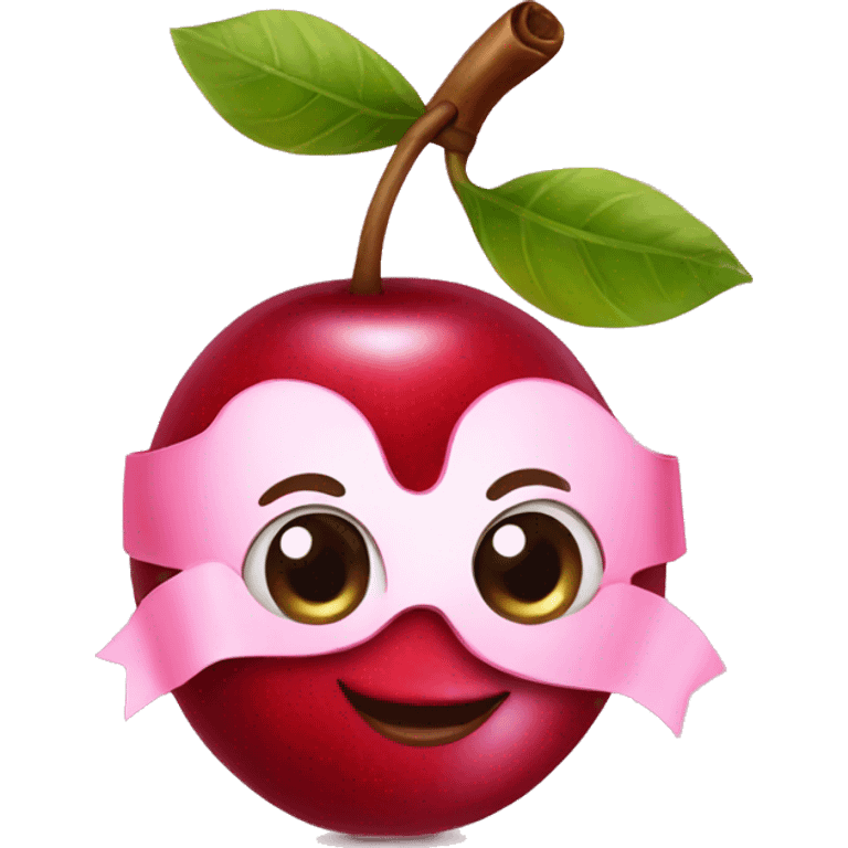 Cherries with pink bow  emoji