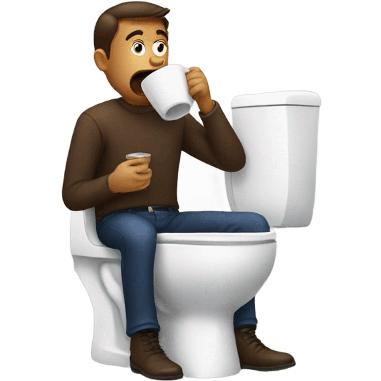 Man on toilet drinking coffee emoji