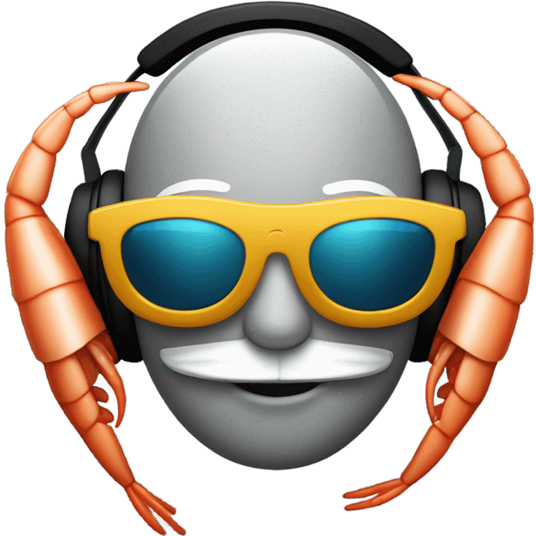 Shrimp with headphones and sunglasses emoji