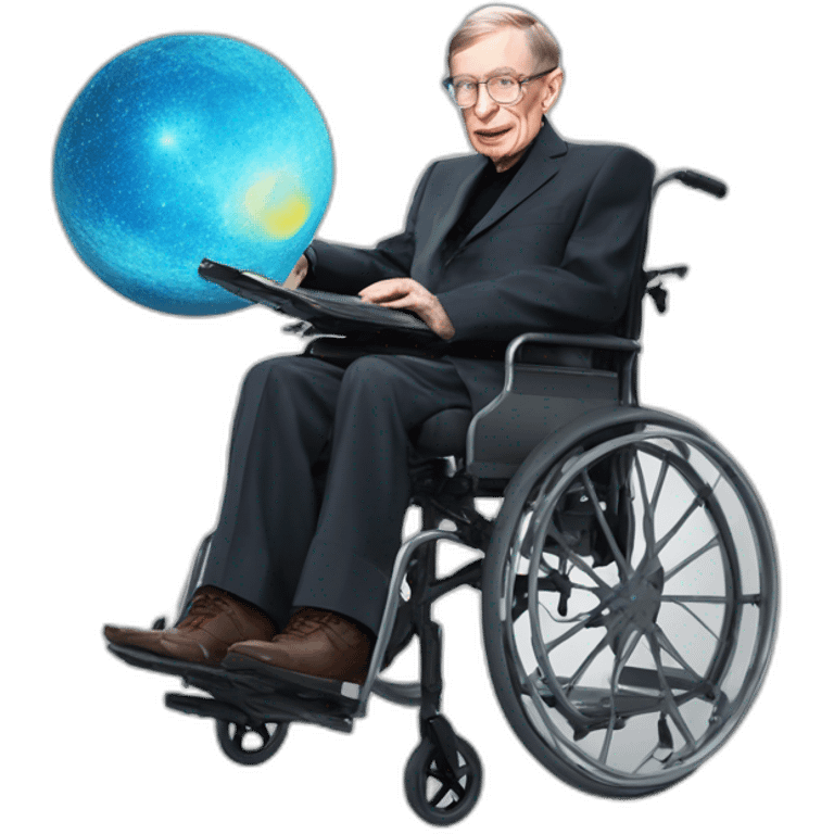 stephen hawking in wheelchair slam dunking emoji