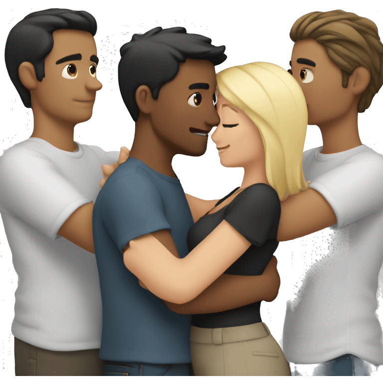 Couple hug  one white male with black hair and a female with blond hair emoji