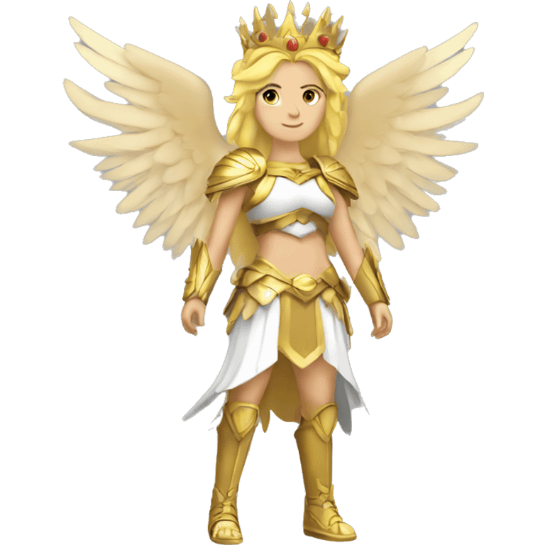 Blond Valkyrie full body with crown with wings emoji