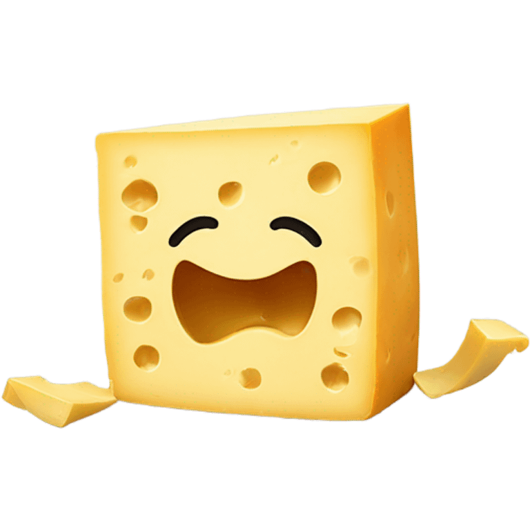 block of cheese with face dancing emoji