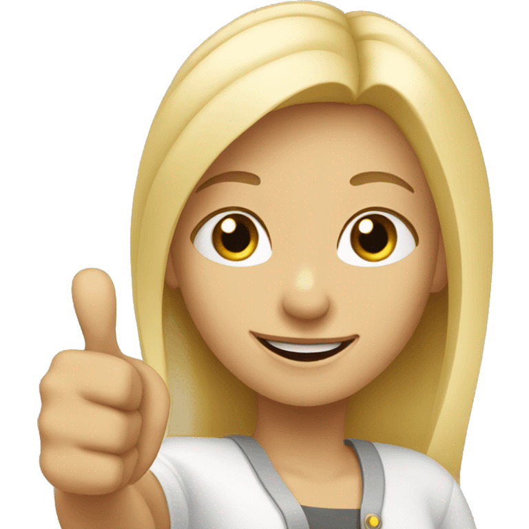 blonde girl showing thumbs up emoji