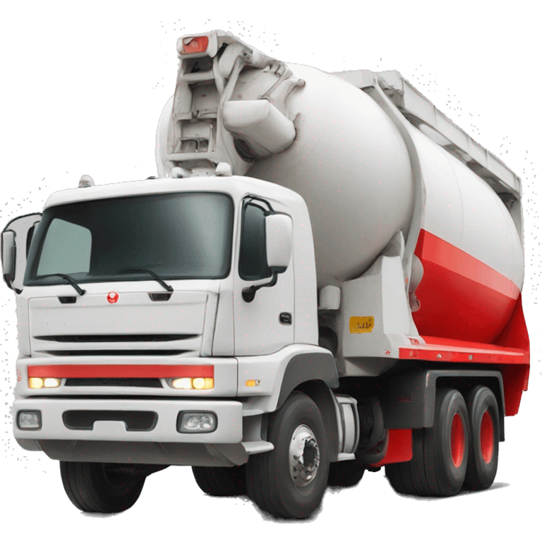 White concrete truck with “rapidmix” in red writing emoji