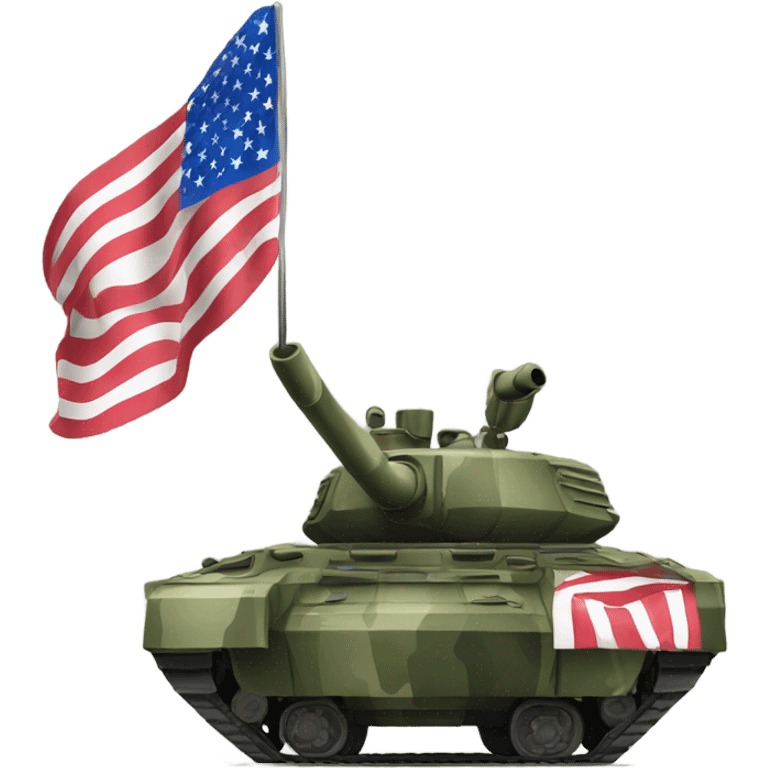 Camouflage cartoon tank with American flag emoji