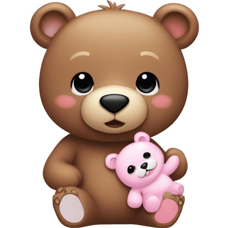 Bear with Baby pink emoji