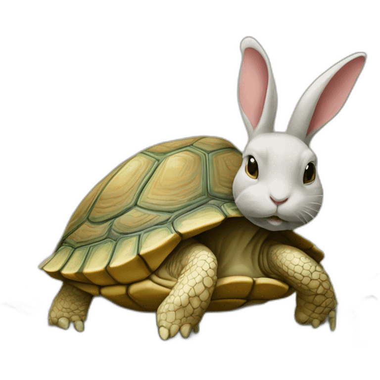 Tortue avec un lapin emoji