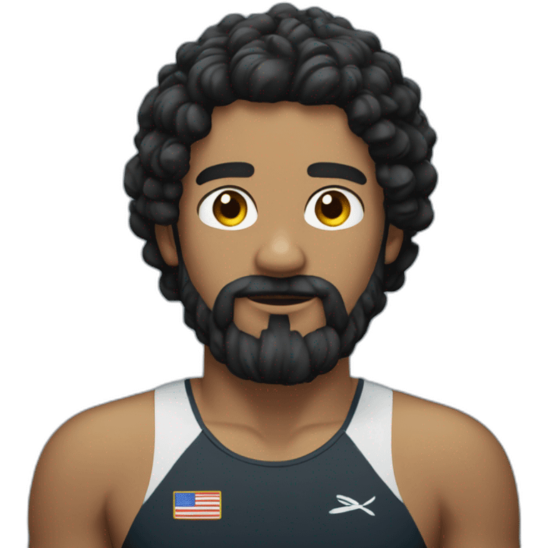 Swimmer googles black hair and beard emoji