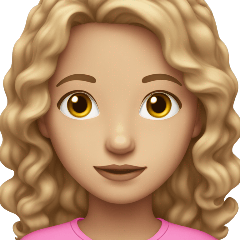 Pretty Girl in pink with hazel eyes and medium wavy light brown hair  emoji