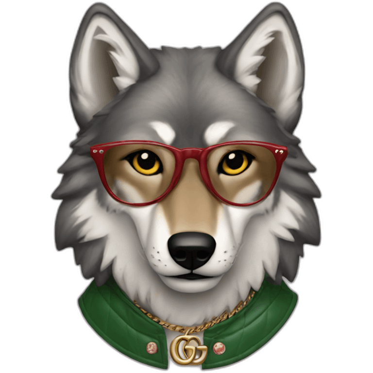 Wolf wearing gucci emoji