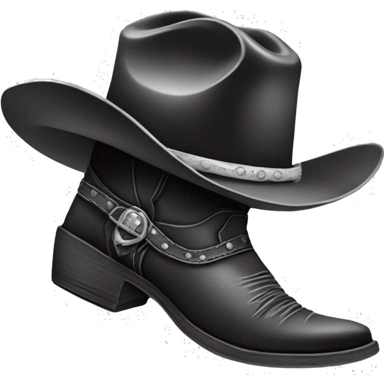 Cowboy boot black and white with hat emoji